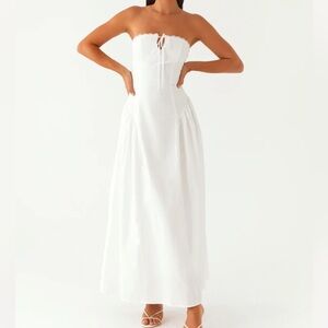 White Strapless Maxi Dress